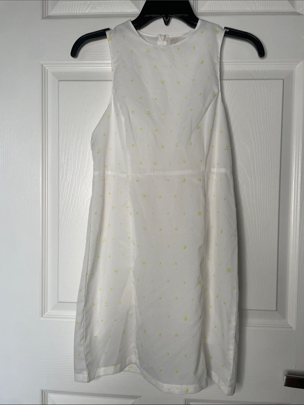 Rhythm white tank mini dress with pale yellow motifs